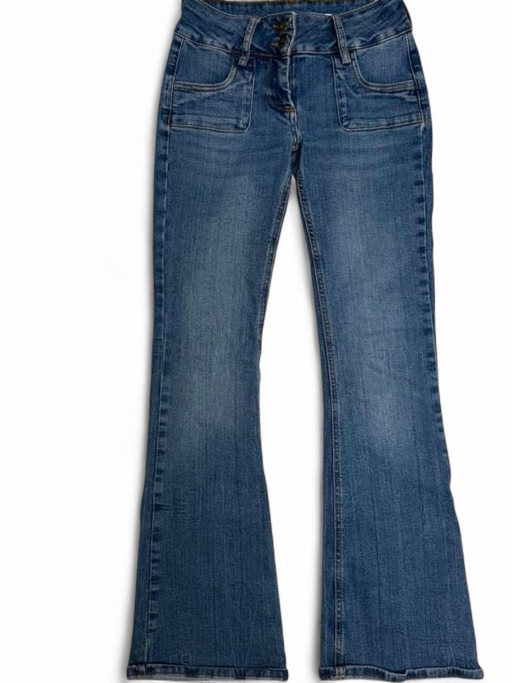 Flared Blue Women's Jeans with Subtle Fade